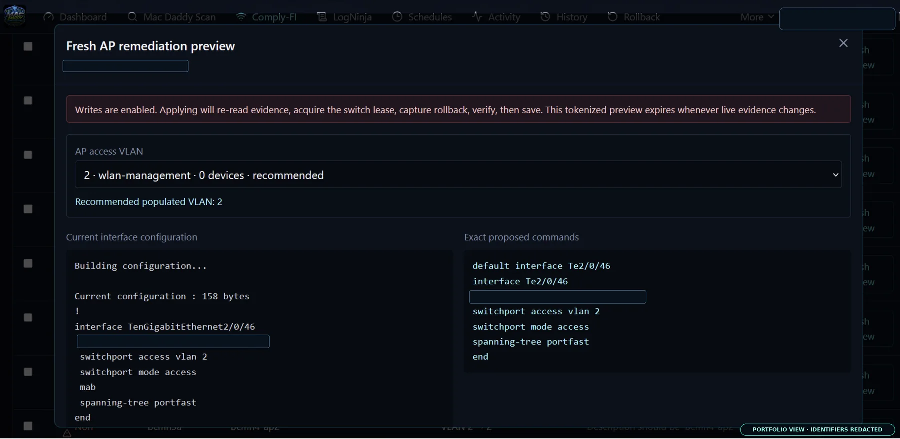 Sanitized Comply-FI fresh remediation preview